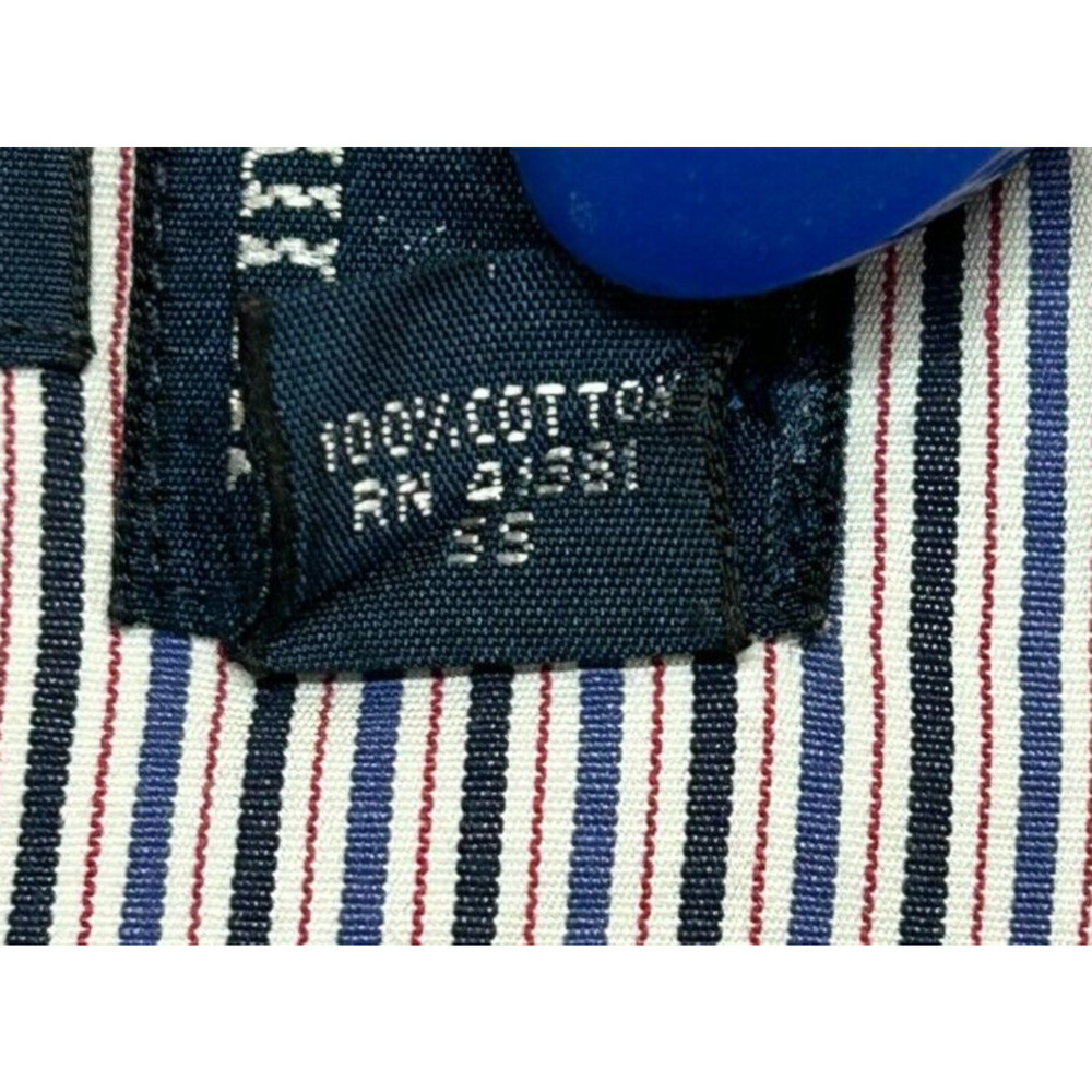 Polo Ralph Lauren Shirt Mens 17.5 32-33‎ Blue Black Stripe Regent Classic Fit - Picture 5 of 7
